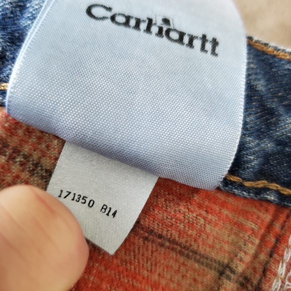 Carhartt Lined Jeans Women's 14 Blue With Plaid Lining Workwear - Picture 13 of 14